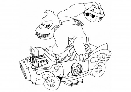 Donkey Kong Kart - Mario Kart Kids Coloring Pages