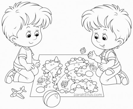 Children Playing Coloring Page | Coloring Pages
