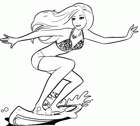 Barbie Surfing Coloring Page | Wecoloringpage