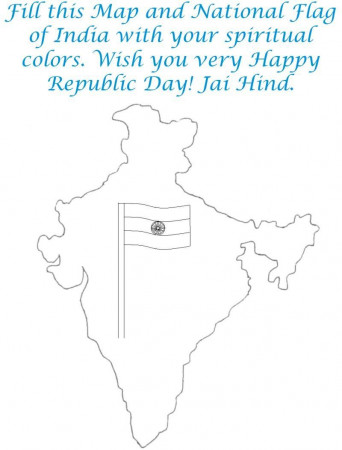 India map with flag coloring page for kids