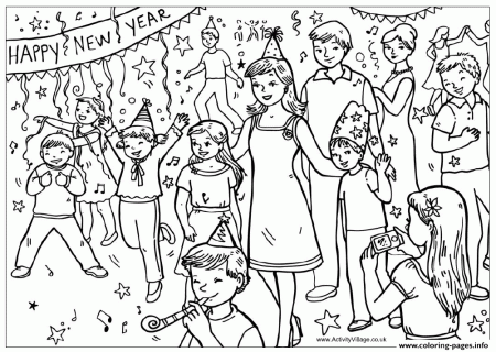 New Year Party Coloring page Printable