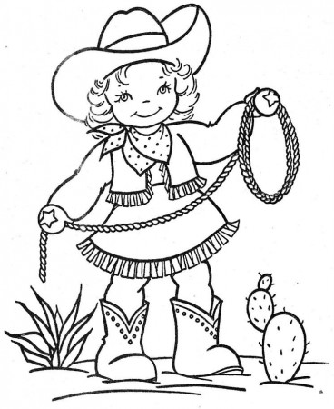 Little Cute Cowgirl Coloring Page - Free Printable Coloring Pages for Kids