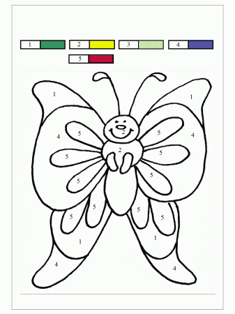 Color by number for preschoolers » butterfly spring color by number