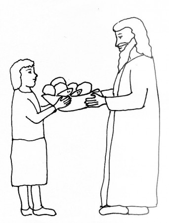 Bible Story Coloring Page for the Feeding of the Five Thousand 