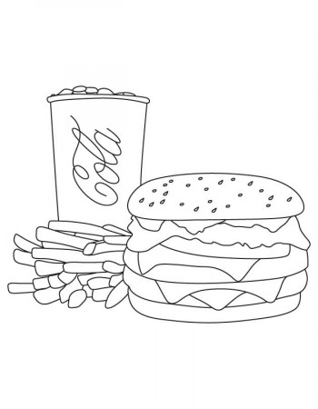 amazing Cola Drink, French Fires, Hamburger Coloring Pages for 
