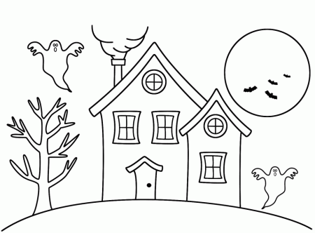 Houses Coloring Pages Viewing Gallery For Haunted House Coloring 