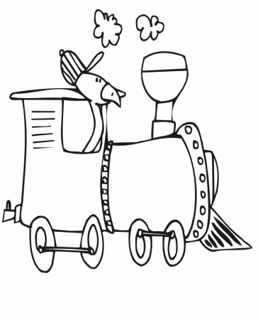 Duck In A Train Coloring Page | Kids Coloring Page