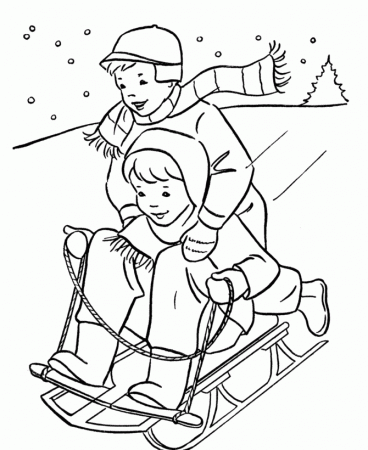 Boys Sledding coloring page | Baby crafts