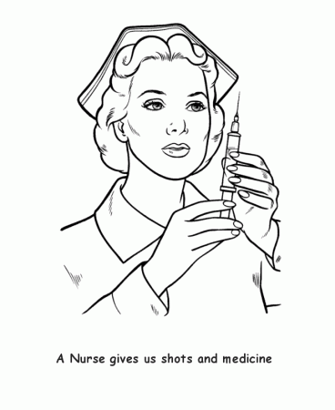 BlueBonkers - Labor Day Coloring Page Sheets - Nurse is a worker
