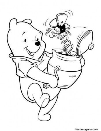 pages for kids winnie the pooh with honey printable coloring 