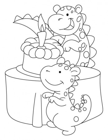 Dinosaur celebrating his birthday coloring pages | Download Free ...