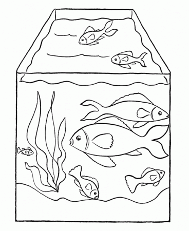 Pet Fish Coloring Pages | Free Printable Pet Fish in a Tank 
