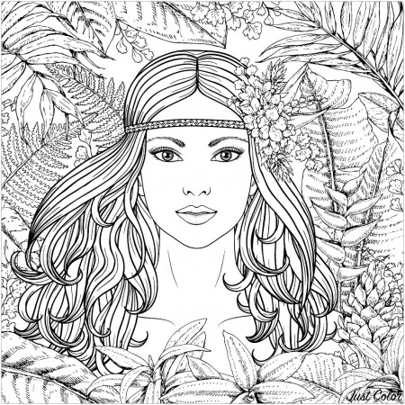 Forest woman potrait - Jungle & Forest ...justcolor.net