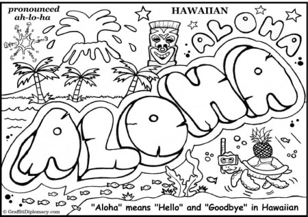 Aloha Graffiti - Free Coloring Page | Coloring pages, Cute coloring pages,  Free coloring pages