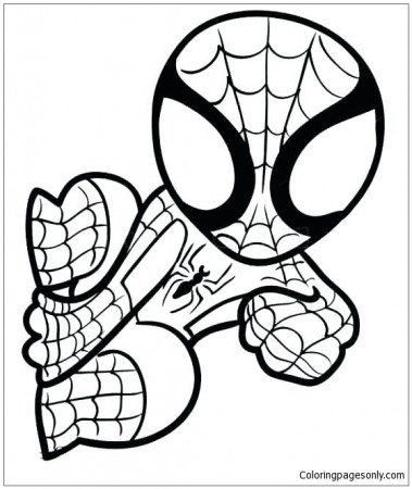 Chibi Spiderman 1 Coloring Pages - Chibi Coloring Pages - Coloring Pages  For Kids And Adults