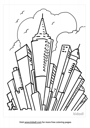 New York Skyline Coloring Pages | Free Buildings Coloring Pages | Kidadl
