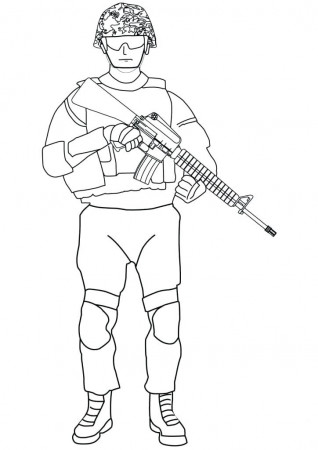 Soldier Holding A Gun Coloring Page - Free Printable Coloring Pages for Kids