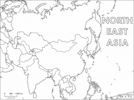 North East Asia coloring map | Map, Coloring pages for kids, Colouring pages