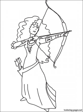 Merida with bow and arrows coloring page | Coloring pages
