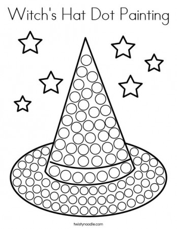 Witch's Hat Dot Painting Coloring Page - Twisty Noodle