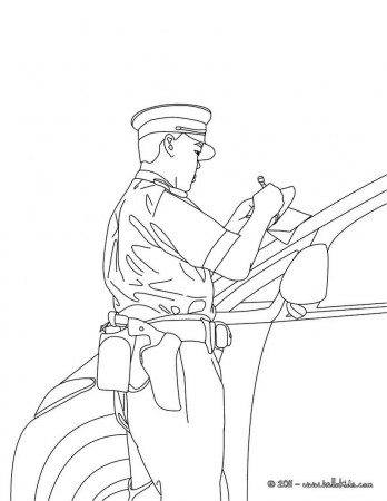 POLICEMAN coloring pages - Police officer car control