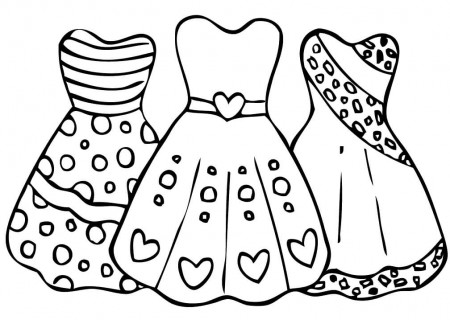 Three Dresses Coloring Page - Free Printable Coloring Pages for Kids