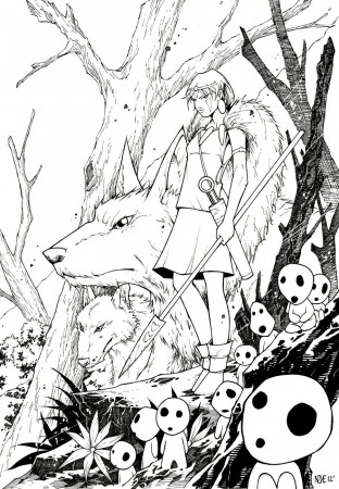 Pin by Ocean-sea Prevost on coloring pages 2 | Princess mononoke, Humanoid  sketch, Coloring pages