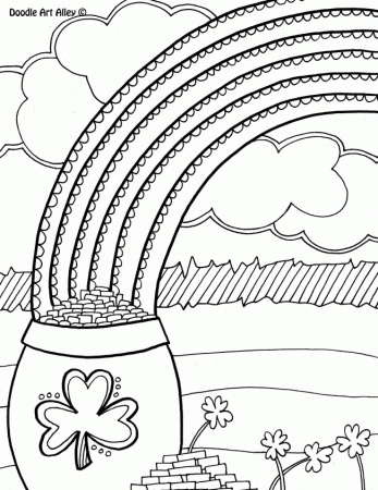 Rainbow Coloring Pages With Pot Of Gold - Coloring Page