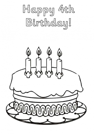Birthday Cake for Fourth Birthday Coloring Pages | Birthday coloring pages,  Happy birthday coloring pages, Hello kitty birthday cake