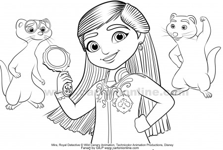 Mira, Mikku, Chikku from Mira, Royal Detective coloring page