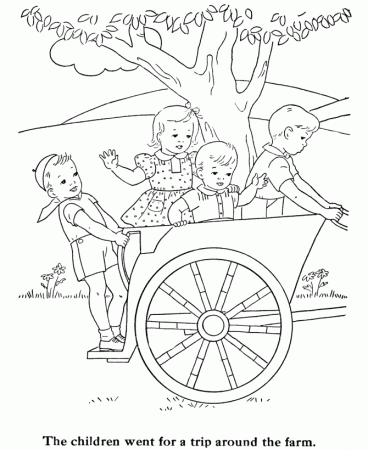 kids coloring pages donkey cart ride printable