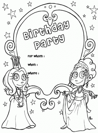 Birthday Card With Pictures Princess Coloring Pages - Birthday 