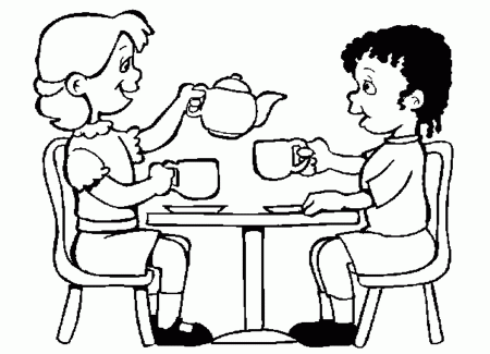 Amazing free tea party coloring pages for kids | Great Coloring Pages