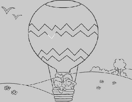 Two Kids In Hot Air Balloon Coloring Pages - balloons Coloring 