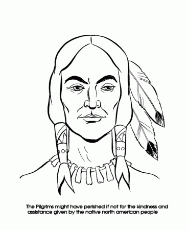 Pilgrim Thanksgiving Coloring Page Sheets - Native American 