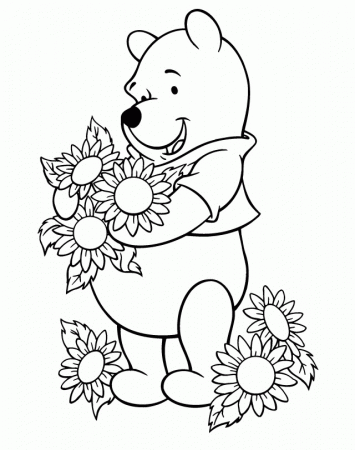 Winnie The Pooh Was Carrying Sunflower Coloring Pages Winnie The 