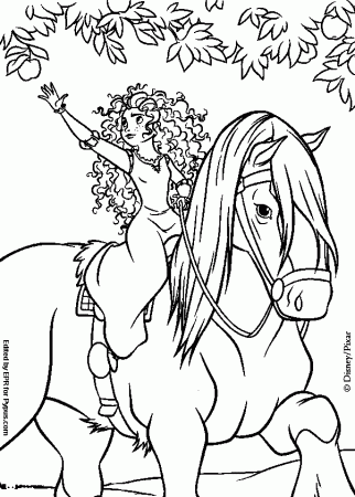 coloring books Merida and horse Angus to print and free download