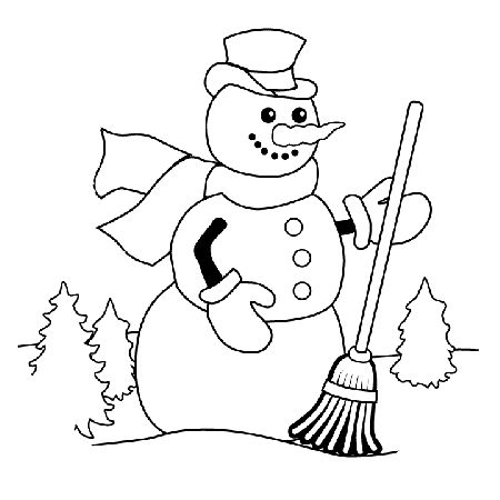 Happy Snowman Picture - Happy Snowman Coloring Page