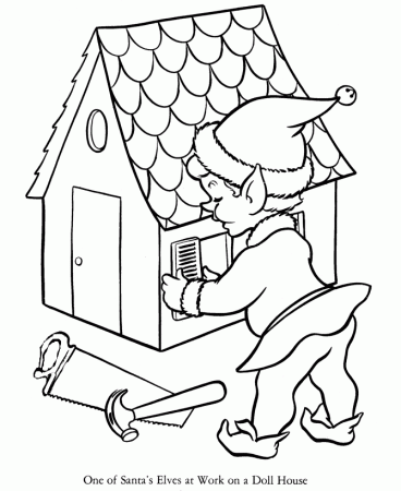 elf making toys Colouring Pages
