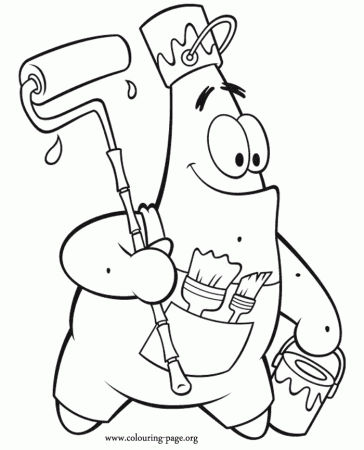 SpongeBob SquarePants - Patrick Star as a painter coloring page