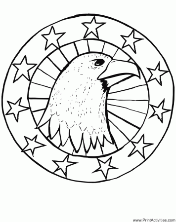 Eagle Coloring Page | An Eagle's Head Surrounded By Stars