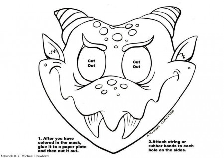 Coloring page dragon mask - img 7344.