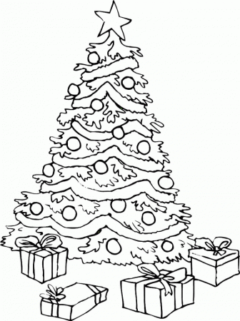 Gift Under Christmas Tree Coloring Page - Christmas Coloring Pages 