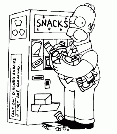 The Simpsons Homer Simpson Eating Snacks Coloring Page for Kids 