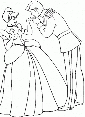 The Prince Kissing The Hand Of Cinderella Coloring Pages 