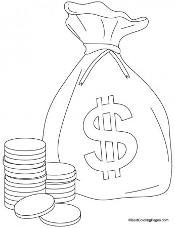 A bag of coins coloring pages | Download Free A bag of coins ...