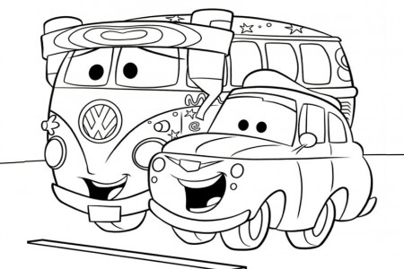 Coloring in cars coloring pages from the 2 movies made by Disney 