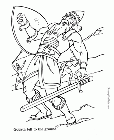 Goliath and David - Bible coloring page to print 040