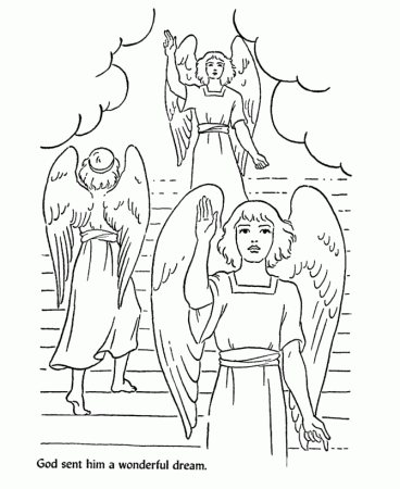 Bible Story characters Coloring Page Sheets - Jacob's dream ...