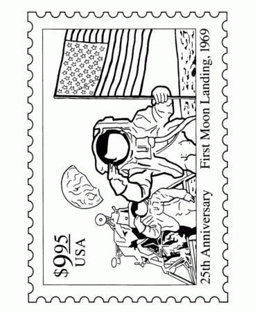 BlueBonkers: Moon Landing Postage Stamp Coloring Pages - Special ...